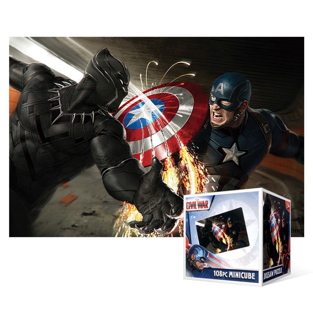 108-piece jigsaw puzzle - Marvel Civil War Capa vs. Black Panther (mini)_KROWNjA11429