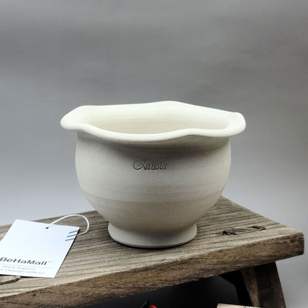 Behamol Handmade Clay Pot Kalista K02 Wave Ball 13x9cm_KROWNiB97173