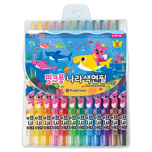 (Paper Country) Pink Fong Shark Family Colored Pencil 12 Colors_KROWNiB48798