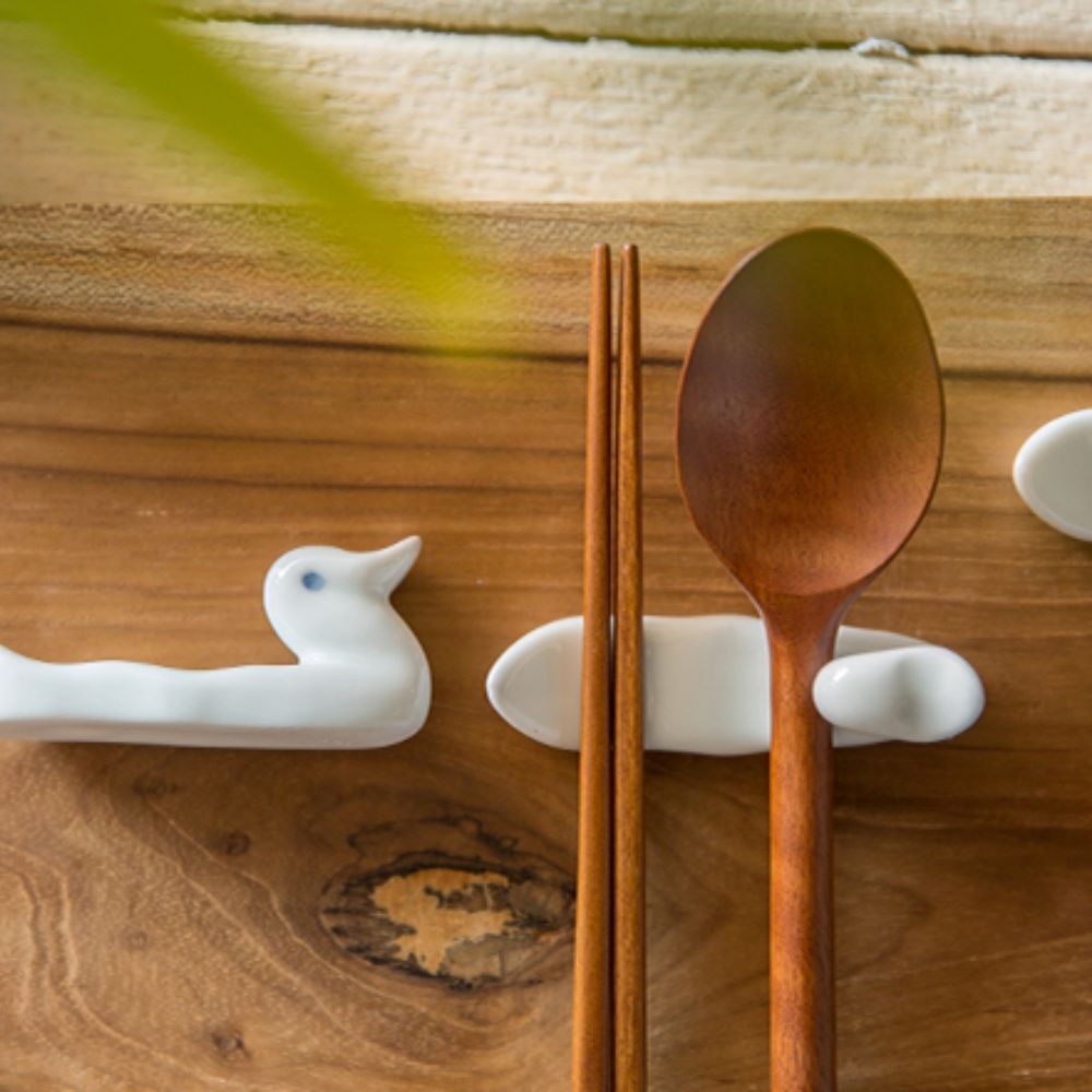 Icheon Ceramics White Porcelain Duck Shape Spoon Rest 1P_KROWNiA32512
