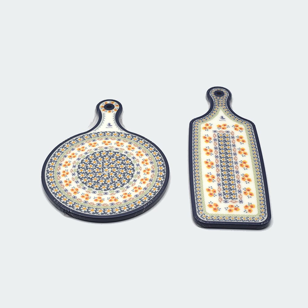 Two-tone handle serving cutting board/round/Motri_KROWNiA11349