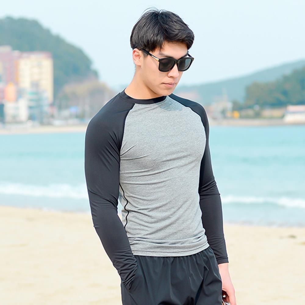 Men's Swimming Pool Rash Guard Water Pool Solid T-shirt_KROWNhA10759