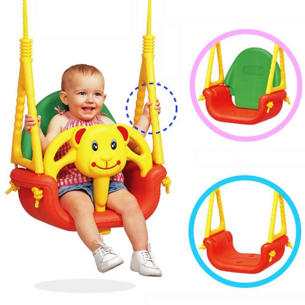 Toddler Indoor Playground Baby Toy 3 Level Bear Swing_KROWNfA13927