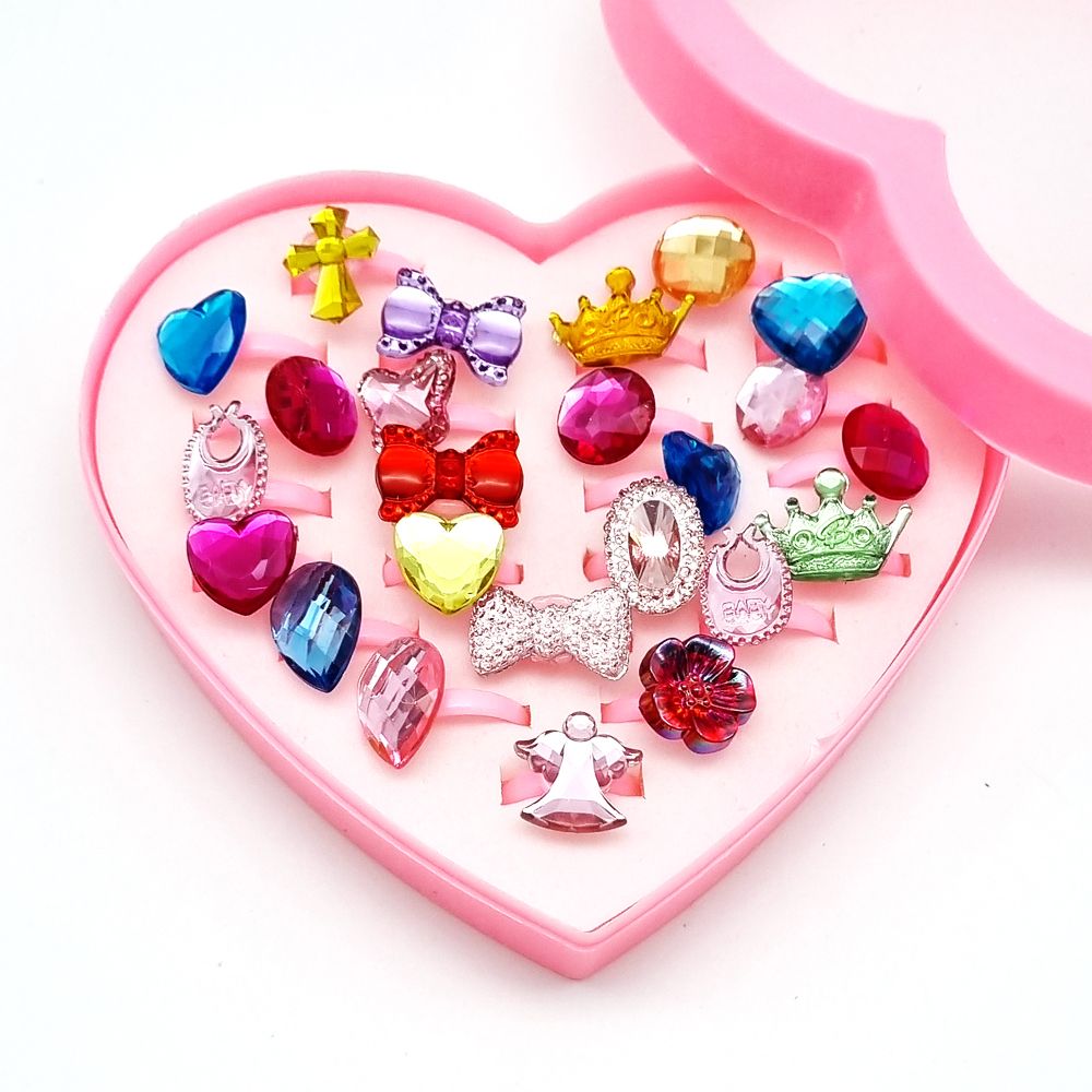 Crown Ribbon Heart Lovely Ring 24 Piece Set 4 Year Old Girl Accessories_KROWNfA10835