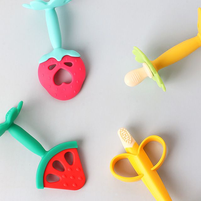 Teething device baby teether banana watermelon flower silicone toy_KROWNfA06959