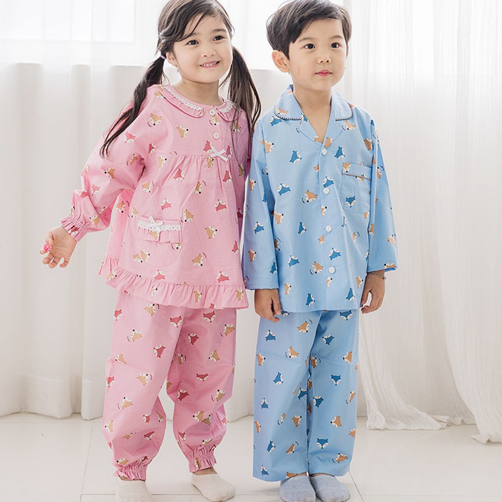 Sweety FW Boys Kids Couple Family Long Sleeve Pajamas Top and Bottom Set_KROWNfA03633