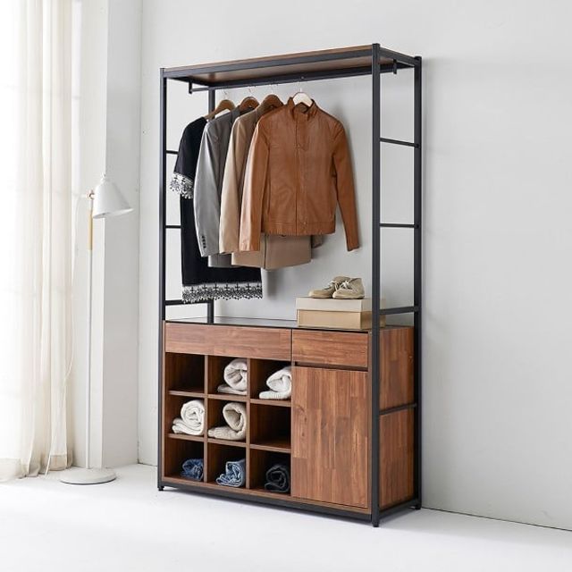 SD353 Brown 4-drawer open storage steel shelf hanger system cabinet_KROWNeA49670