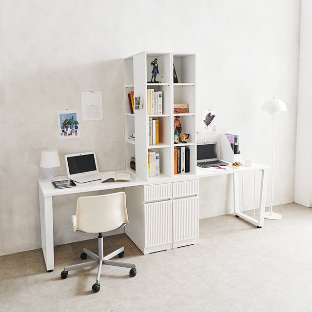Straight desk twin bookshelf set child study study reading_KROWNeA09849