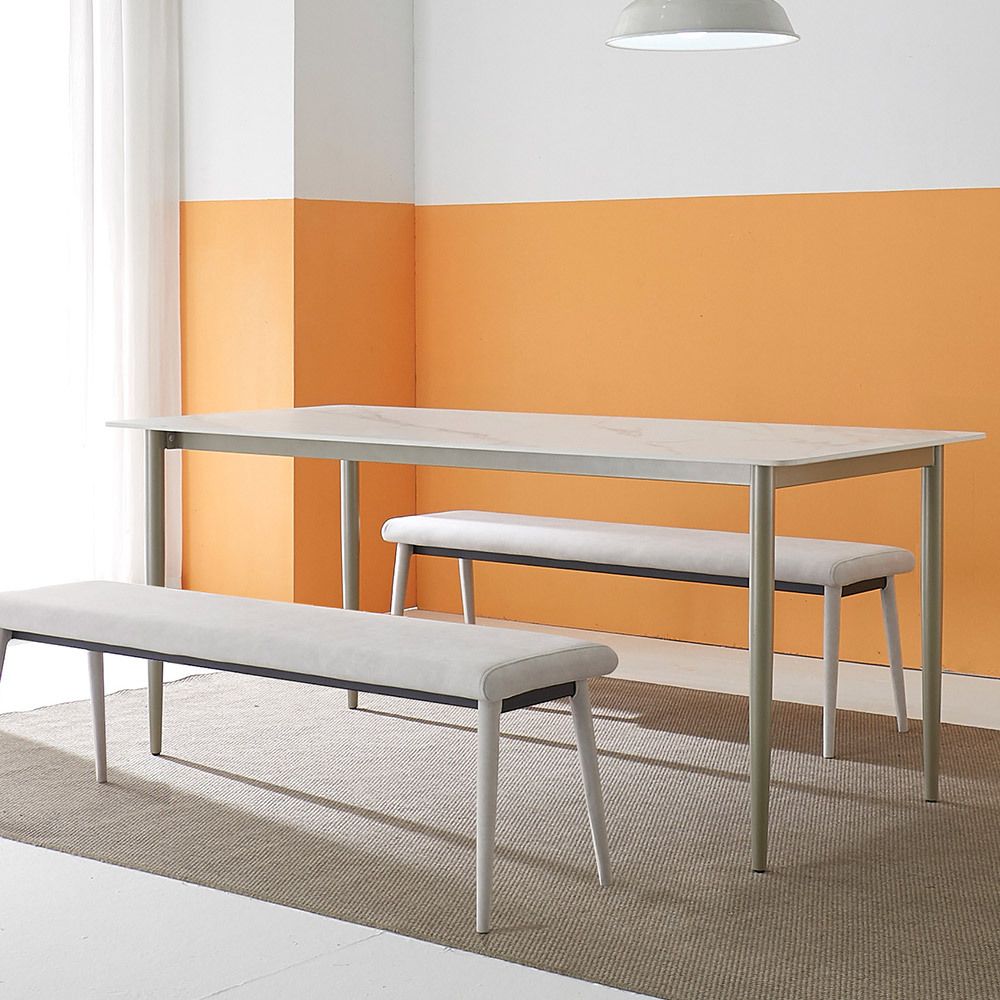 SD102S2 Whole Ceramic White 6-seater Bench Chair Dining Room Set Living Room_KROWNeA04332