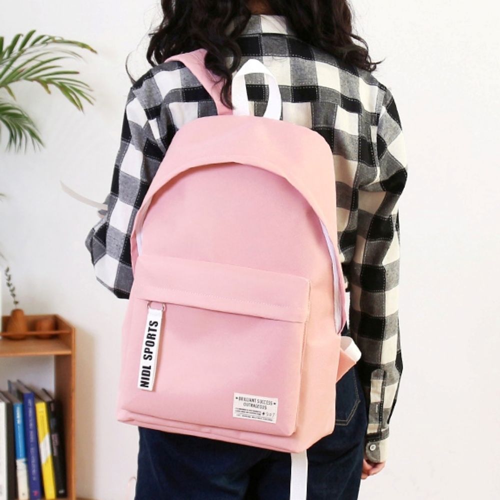 Neat front pocket lettering point casual backpack for student travel_KROWNbA25116