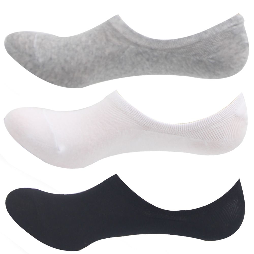 3 pairs of men's basic fake socks, plain, unpackaged_KROWNbA22983