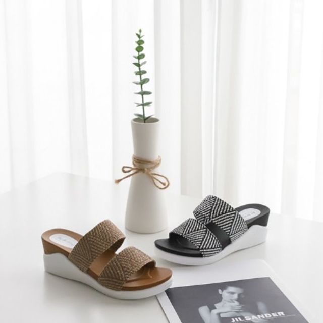 Women's high heel slipper heel sandals Women's summer rattan shoes_KROWNbA23982
