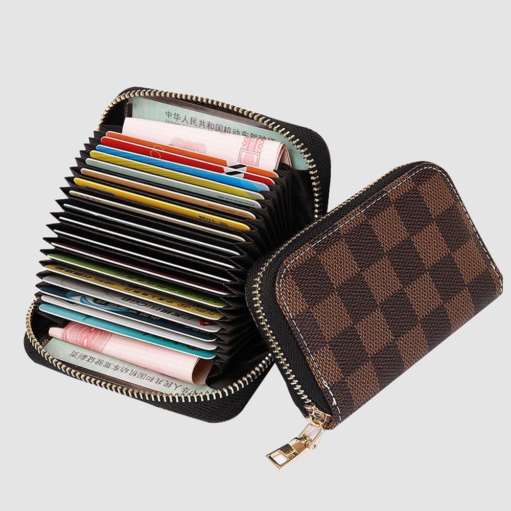 Checkered coin business card wallet_KROWNbA07878