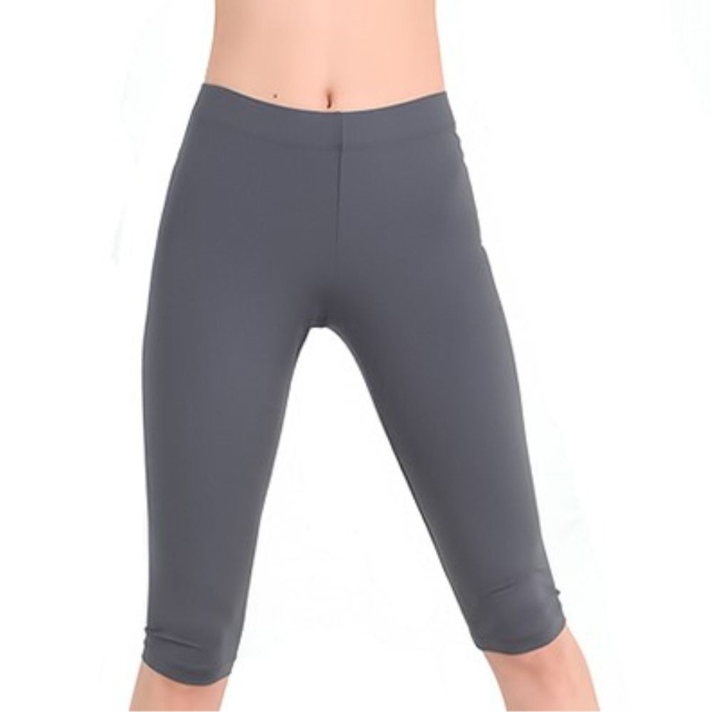 Women's Yoga Wear Rash Guard Sportswear 6-quarter Leggings Gray_KROWNaA45615