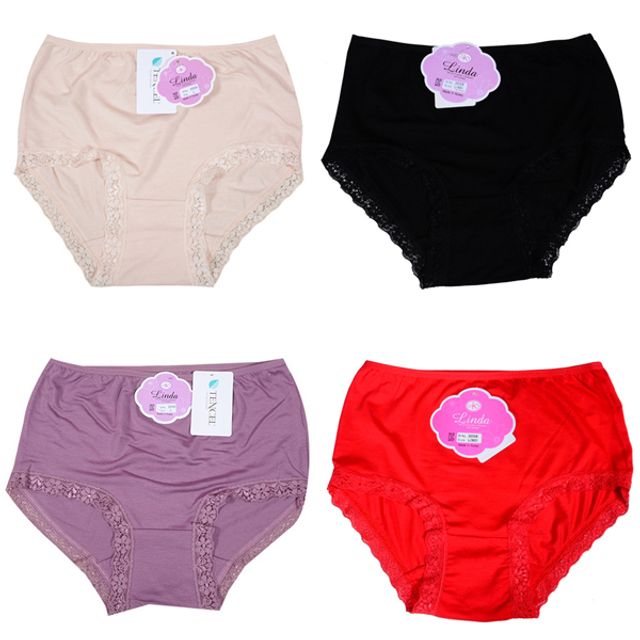 (Linda) Plain Basic Modal Lace Ham Panties_KROWNaA45689