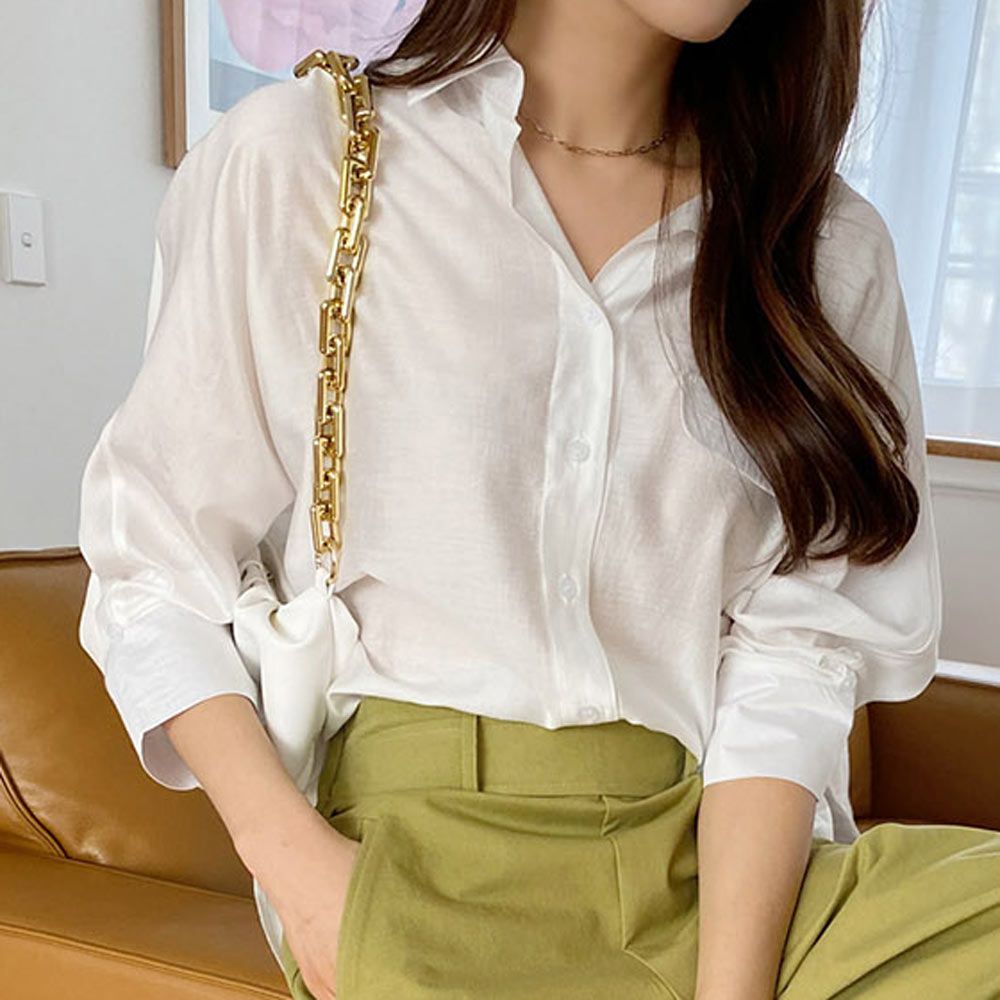 Casual blouse women's shirt stingray fit loose fit office worker_KROWNaA43127