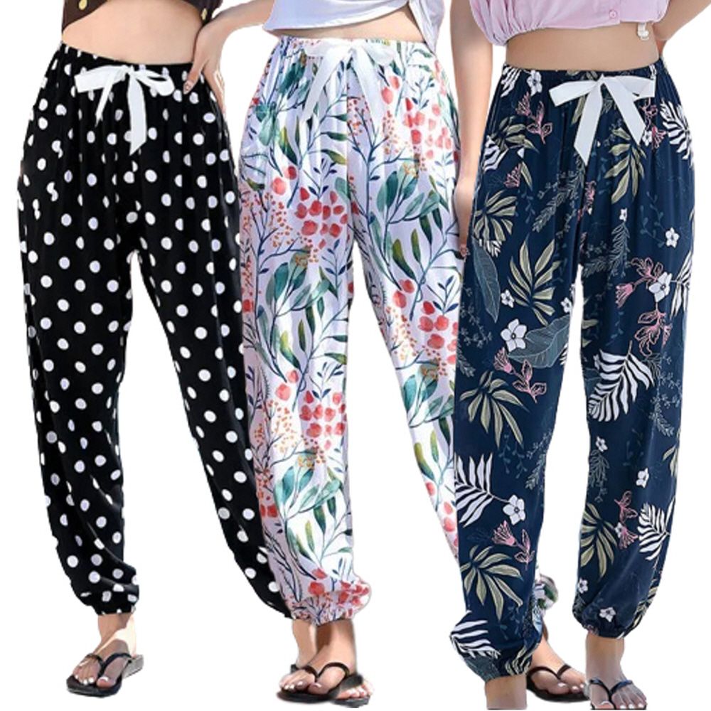 Floral jogger pants, summer women's pants, baggy banding pants, going out clothes_KROWNaA43990