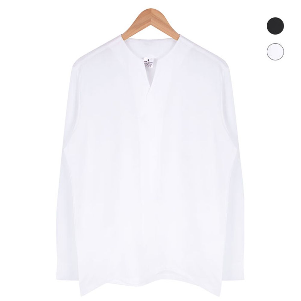 V-neck half-tak white shirt _NWM006_White_KROWNaA40147