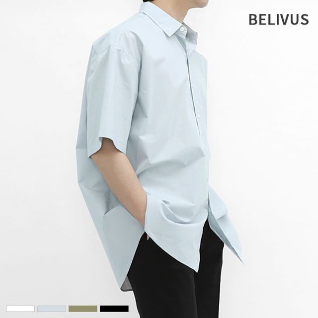 Believers Men's Short Sleeve Shirt BRV088 Plain Collar Summer Men's Shirt_KROWNaA39850