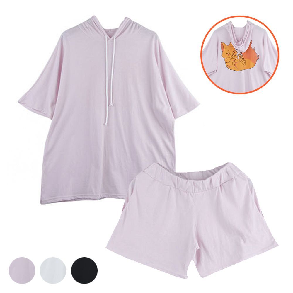 Women's resort outing coordination set overfit short sleeve shorts set_KROWNaA29934