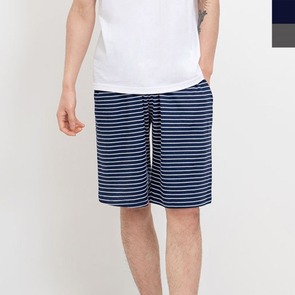 Men's pajama shorts striped shorts 1P home wear banding pants_KROWNaA11708