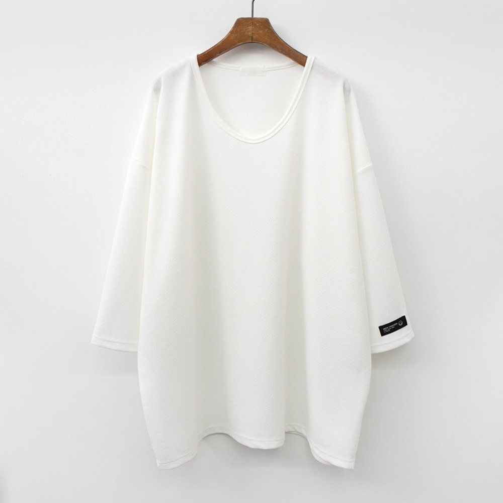 Women's big size spandex sleeve label tee ILG400M305_KROWNaA02764