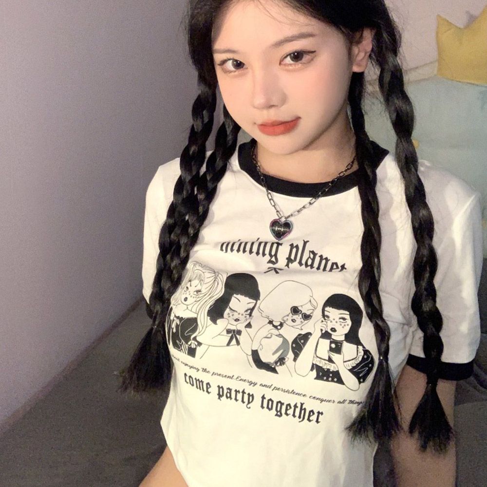 Girl printed color combination crop top_KROWNaA03617